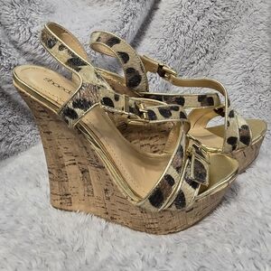 Leopard Print Wedge Sandals